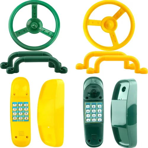 Juego de 8 piezas de accesorios para patio de recreo, con asas de seguridad para volante, columpios de plástico, juego de columpios para teléfono