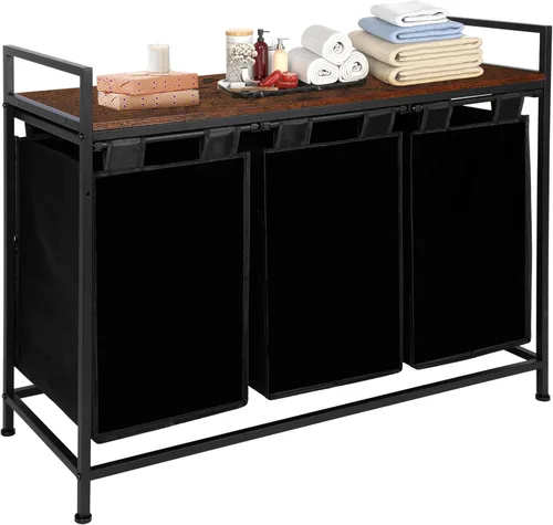 Miniatura 8 de Whitmor Organizador de ropa sucia, cesta de lavandería de 92 litros con estante y 2 bolsas extraíbles, 2 x 12.1 galones (46 litros), 28.8 x 13 x