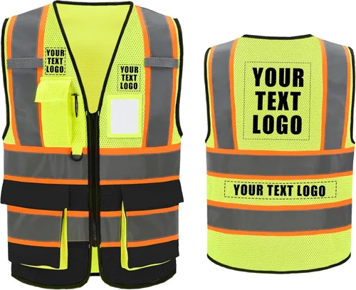 A-SAFETY Chaleco de malla de alta visibilidad, chaleco ligero reflectante de construcción con bolsillos, chaleco de seguridad para hombres y mujeres