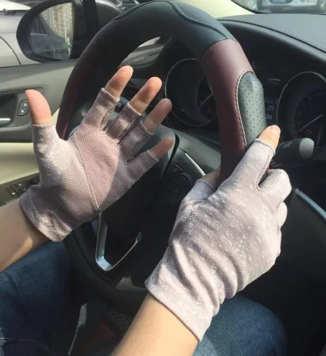 Miniatura 3 de Guantes de algodón para mujer con protección solar y sin dedos, protección UV