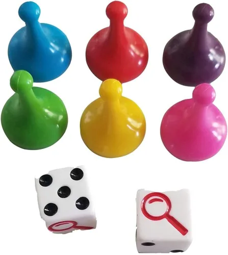 Juego de Mover de fichas ~ Crea tus propias piezas de clavijas de juego de mesa con troquel (x2), fichas de peones de juego (6) verde, escarlata,