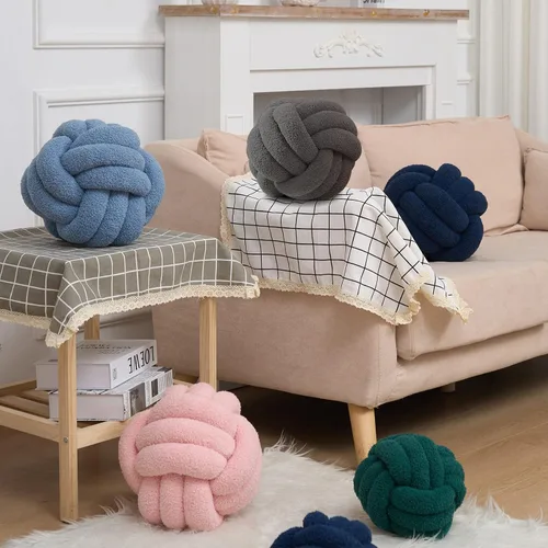 Miniatura 5 de Bolas de almohada de nudo, almohadas redondas decorativas, almohadas de felpa suave, decoración del hogar para sofá, cama, sofá, cojín de almohada