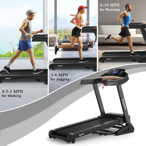Miniatura 3 de GYMAX Cinta de correr plegable de 3.75 HP, caminadora inclinada automática del 1 al 15% con control de aplicación GYMAX App, 12 programas