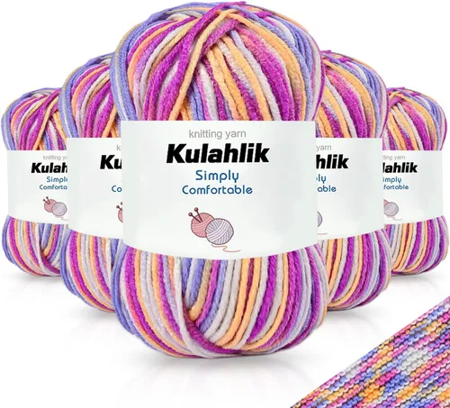 Miniatura 69 de 50g (1x50g) Hilo Acrílico para Crochet y Tejido, Hilo Degradado Colorido, 1 Rollo de Madejas, Hilo Acrílico Multicolor, Perfecto para Proyectos