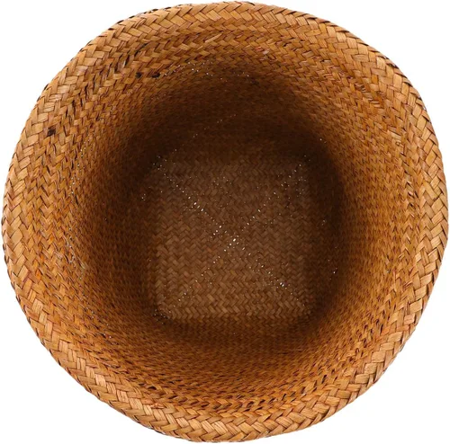 Miniatura 3 de Diseño de papelera tejida con paja para el hogar, uso versátil, sala de estar, dormitorio, cocina, 1 ud