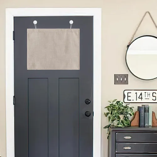 Miniatura 13 de NICETOWN Cortinas pequeñas para puerta francesa con ganchos autoadhesivos, cortinas opacas de lino sintético con aislamiento térmico para puertas