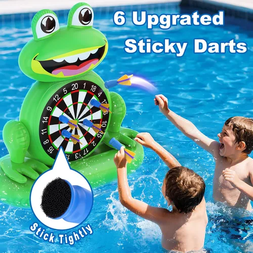 Miniatura 2 de MOONTOY Juguetes de piscina para niños, juego de mesa inflable de dardos de rana, juegos de piscina para playa y patio trasero, juguetes de agua