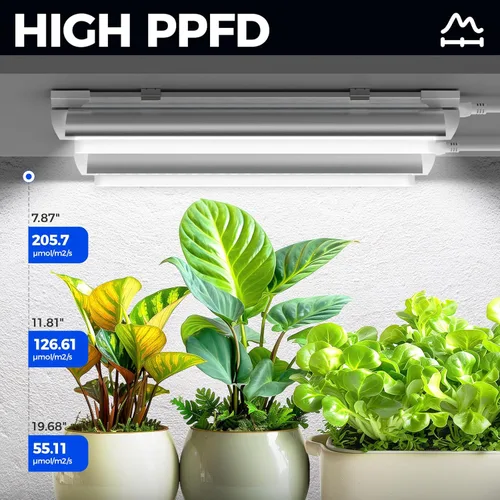 Miniatura 3 de Barrina Luces de cultivo T8 para plantas de interior, tira de luz blanca de espectro completo de 5000 K, 60 W (4 x 15 W), luz de planta de 1 pie