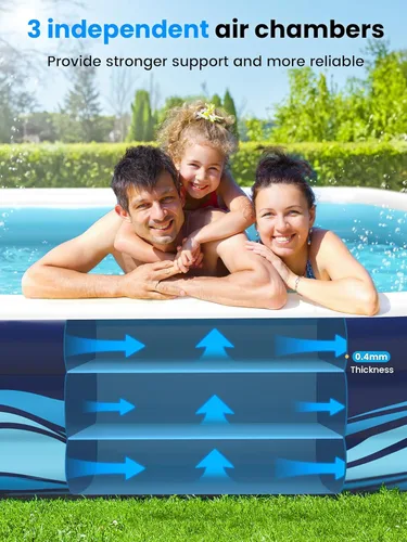 Miniatura 4 de VISTOP Piscina inflable para niños y adultos Piscina grande gruesa de gran tamaño con asientos y respaldos, piscina de agua inflable de verano