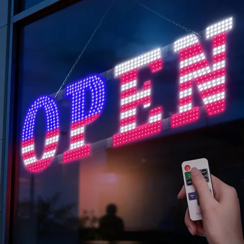 Miniatura 15 de Letrero LED abierto grande de 30" x 10" con control remoto de alta visibilidad para negocios, letrero abierto de 14 modos adecuado para tienda, bar