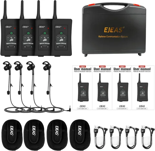Miniatura 7 de EJEAS FBIM - 4 juegos de intercomunicador Bluetooth de árbitro de fútbol profesional, 850 mAh, dúplex completo 4,921.3 ft, inalámbrico Bluetooth