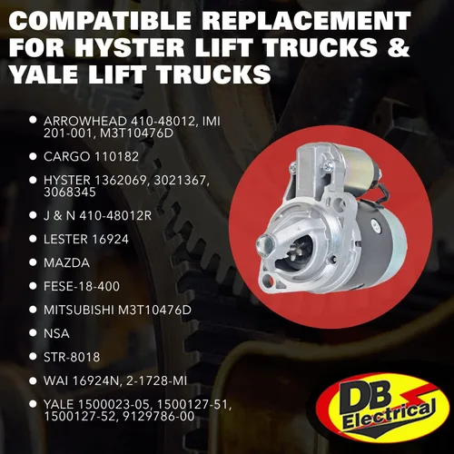 Miniatura 4 de DB Electrical 410-48012 Arrancador compatible con/reemplazo para camiones elevadores Hyster H-25 H-35 XL XM, H-40 H-50 H-60 XL, S-25 S-35 S-40 XL