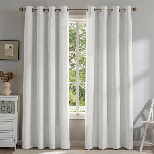 Miniatura 8 de Cortinas de lino libres de PFAS en negro de 63 pulgadas de largo, juego de 2 paneles, 100% cortinas opacas largas para dormitorio, sala de estar
