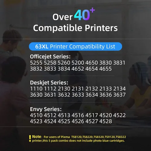 Miniatura 2 de Paquete de 3 cartuchos de tinta 63XXL de repuesto para cartuchos de tinta HP 63XL 63XL 63 XL, funciona con Officejet 3830 4650 4652 4655 5200 5255