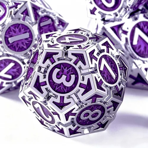 Miniatura 6 de RULE DICE DND - Juego de dados de metal, dados de D&D Dungeons and Dragons, juego de dados D y D grandes pesados de 7 dados de metal, RPG MTG, juego