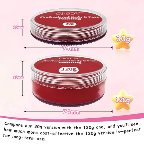 Miniatura 2 de Pintura facial roja de 4.23 oz (120 g) no tóxica, kit de pintura facial activada por agua para niños y adultos, paleta de pintura facial de gran