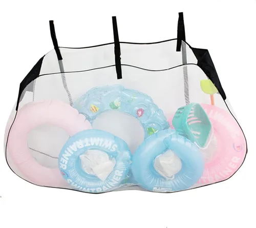 VALINK Bolsa de almacenamiento para flotador de piscina, bolsa de almacenamiento de juguetes para piscina, bolsa de red grande para colgar, Blanco
