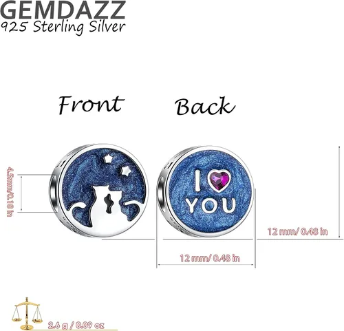 Miniatura 5 de Juego de dijes redondos para pulseras de bricolaje, dije de Yin Yang Taichi y dijes de gato de pareja en plata de ley 925, regalo para novianovio