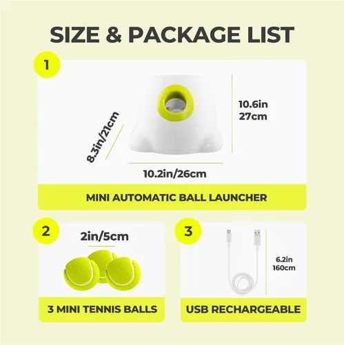 Miniatura 10 de ALL FOR PAWS Lanzador automático de bolas para perros, máquina interactiva para mascotas, lanzador de bolas para interiores, 3 bolas incluidas