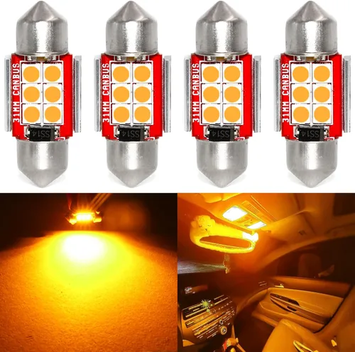 Miniatura 10 de Phinlion - Bombilla LED roja superbrillante DE3021 3030 6-SMD, Festoon 1.25" 31 mm, DE3175 DE3022, bombillas LED miniatura para luz de cortesía