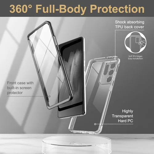 Miniatura 5 de SURITCH Funda Ultra Clear para Samsung Galaxy S21 de 6.8 pulgadas (solo protector de pantalla), [protector de pantalla integrado] carcasa rígida