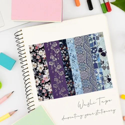 Miniatura 4 de allydrew Nature - Juego de cinta washi metálica para álbumes de recortes, papelería, diario, fabricación de tarjetas, (8 rollos), azul fresco floral