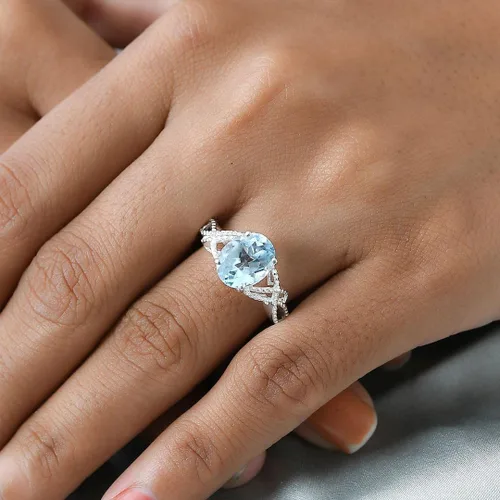 Miniatura 6 de Compra hermosos anillos de compromiso LC para mujer, piedra de topacio azul, plata de ley 925, piedra natal de amor, Metal, Topacio