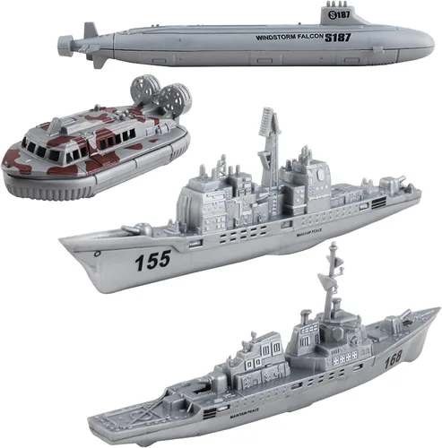 Miniatura 6 de deAO Portaaviones de juguete con soldados del ejército a escala, aviones de guerra, buques de guerra, vehículos militares, acorazados, aviones