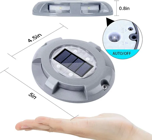 Miniatura 5 de SIEDiNLAR Luces solares para cubierta, luz LED para muelle de entrada, funciona con energía solar, marcadores de carretera impermeables para jardín