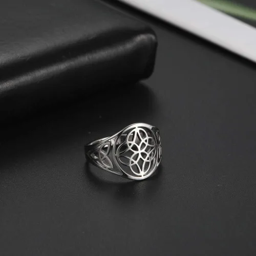 Miniatura 22 de TEAMER Anillo de nudo de brujas, amuleto celta de acero inoxidable, joyería vintage para mujer