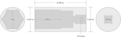 Miniatura 6 de TEKTON SID23025 Dado de impacto profundo de 6 puntos de 1 pulgada impulsor de 1/2 pulgada