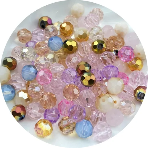 Miniatura 20 de 200 cuentas redondas de cristal de vidrio de 6mm, cuentas espaciadoras facetadas redondas para hacer joyas, pulseras, aretes, collares, campanillas
