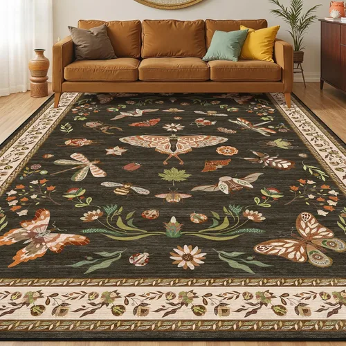 Miniatura 31 de Alfombras lavables con estampado de insectos 5x7, alfombras suaves para sala de estar, alfombra ultradelgada antideslizante moderna para dormitorio