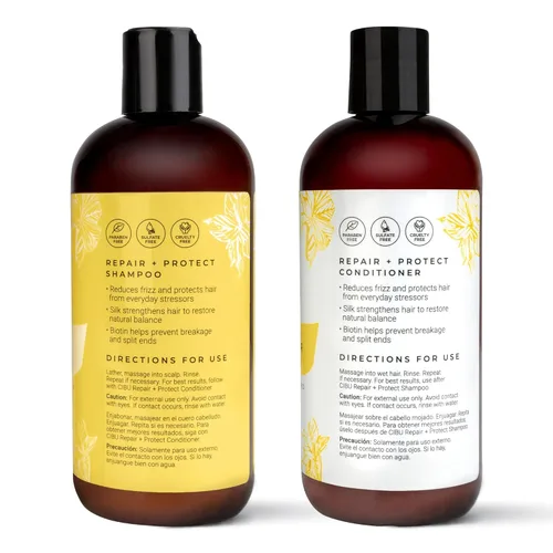 Miniatura 2 de CIBU Repair + Protect - Juego de champú y acondicionador - Seguro para cabello teñido sin parabenos y sin sulfato para mujeres, restaura el cabello