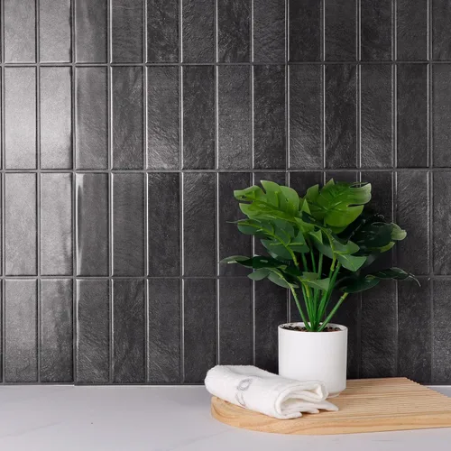 Miniatura 4 de Azulejos autoadhesivos para despegar y pegar, diseño mate más grueso de 12 x 12 pulgadas, para despegar y pegar en muro de cocina (negro ceniza)