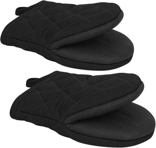 Miniatura 19 de 1 par de manoplas cortas para horno, guantes de silicona resistentes al calor para cocina, mini guantes de horno para 500 grados, superficies