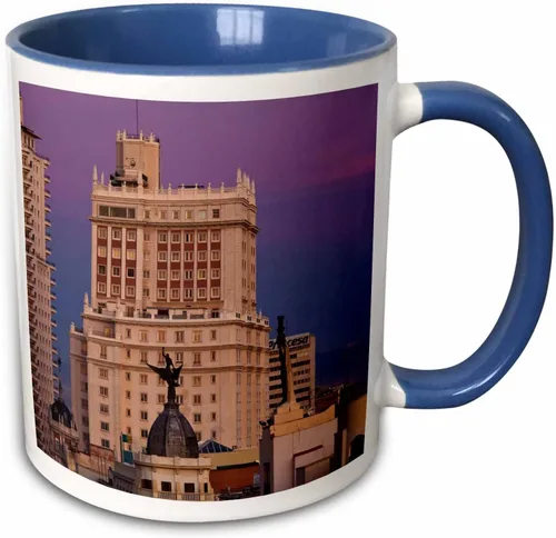 Miniatura 10 de 3dRose Taza de España, Madrid, Gran Vía y Edificio España, 11 oz, color negro