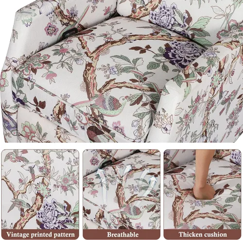 Miniatura 5 de Silla reclinable giratoria, mecedora deslizante para guardería, silla reclinable floral con respaldo de ala, silla reclinable en liquidación, silla