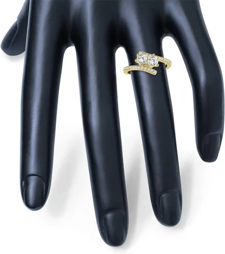 Miniatura 6 de Anillo torcido de diamantes naturales de dos piedras TW de 1 quilate en oro amarillo de 10 quilates