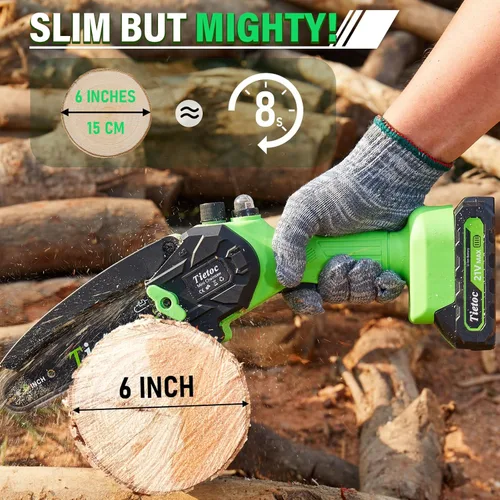 Miniatura 2 de Tietoc Motosierra eléctrica de 6 pulgadas, inalámbrica, funciona con pilas, sierra de mano para recorte de madera/árboles, Sawzall para el hogar