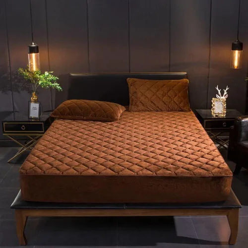 Miniatura 15 de Sábana de cama de calidad de hotel, funda protectora de colchón de terciopelo cristalino grueso cálido de color puro para camas individuales, Azul
