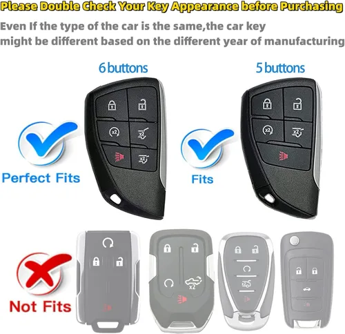 Miniatura 2 de Funda para llavero compatible con GMC Yukon Chevy Chevrolet Suburban Tahoe GM Buick 2021 2022 2023 2024 2025, 6 botones, cristal brillante