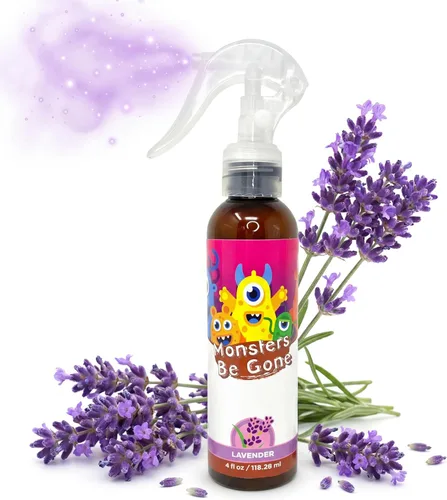 Monsters Be Gone - Spray para cuerpo y lino, neutralizador de olores de lavanda, natural, no tóxico, ambientador de habitación para niños
