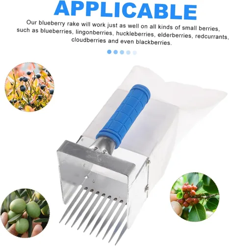Miniatura 9 de Recogedor de bayas con asa, herramienta ligera de rastrillo de arándanos para una cosecha eficiente de frutas para arándanos, arándanos rojos y más
