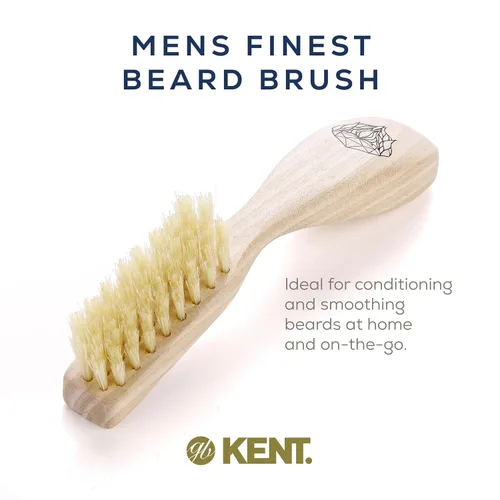 Miniatura 3 de Kent BRD2 - Cepillo de cerdas de jabalí para barba para hombre, cerdas de jabalí blancas naturales especialmente cortadas para dar forma y aseo
