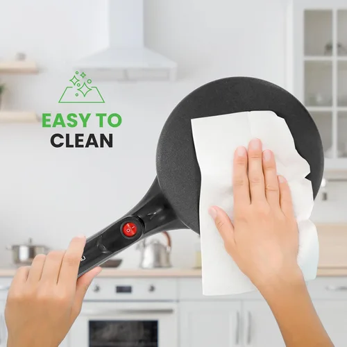 Miniatura 5 de NutriChef - Sartén eléctrica para crepas Placa de cocción antiadherente de 8 pulgadas con interruptor de encendido/apagado Cocina roti, Negro