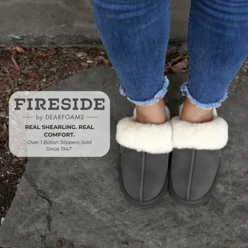 Miniatura 11 de Dearfoams Fireside Sydney Pantuflas anchas de piel de oveja para mujer, para interiores y exteriores