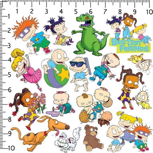 Miniatura 2 de Rugrats - Paquete variado de 100 calcomanías de vinilo troquelado grandes de lujo, calcomanías clásicas de personajes de dibujos animados