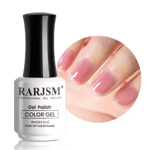 RARJSM Esmalte de Uñas en Gel Nude Transparente Rosa Saludable Claro Esmalte de Uñas en Gel Nude Transparente Rosa Intenso Gelatinoso Barniz de Uñas
