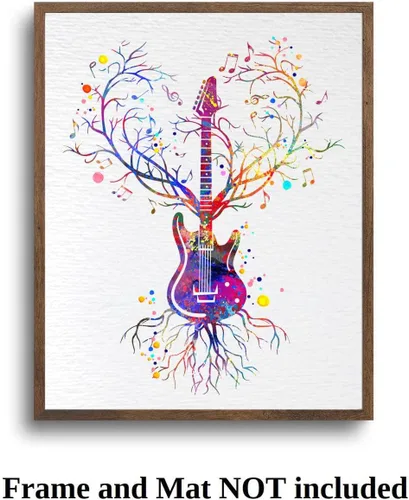 Miniatura 7 de Dignovel Studios 18X24 sin marco guitarra corazón vena amante de la música instrumento músico vieja escuela acuarela arte impresión póster arte